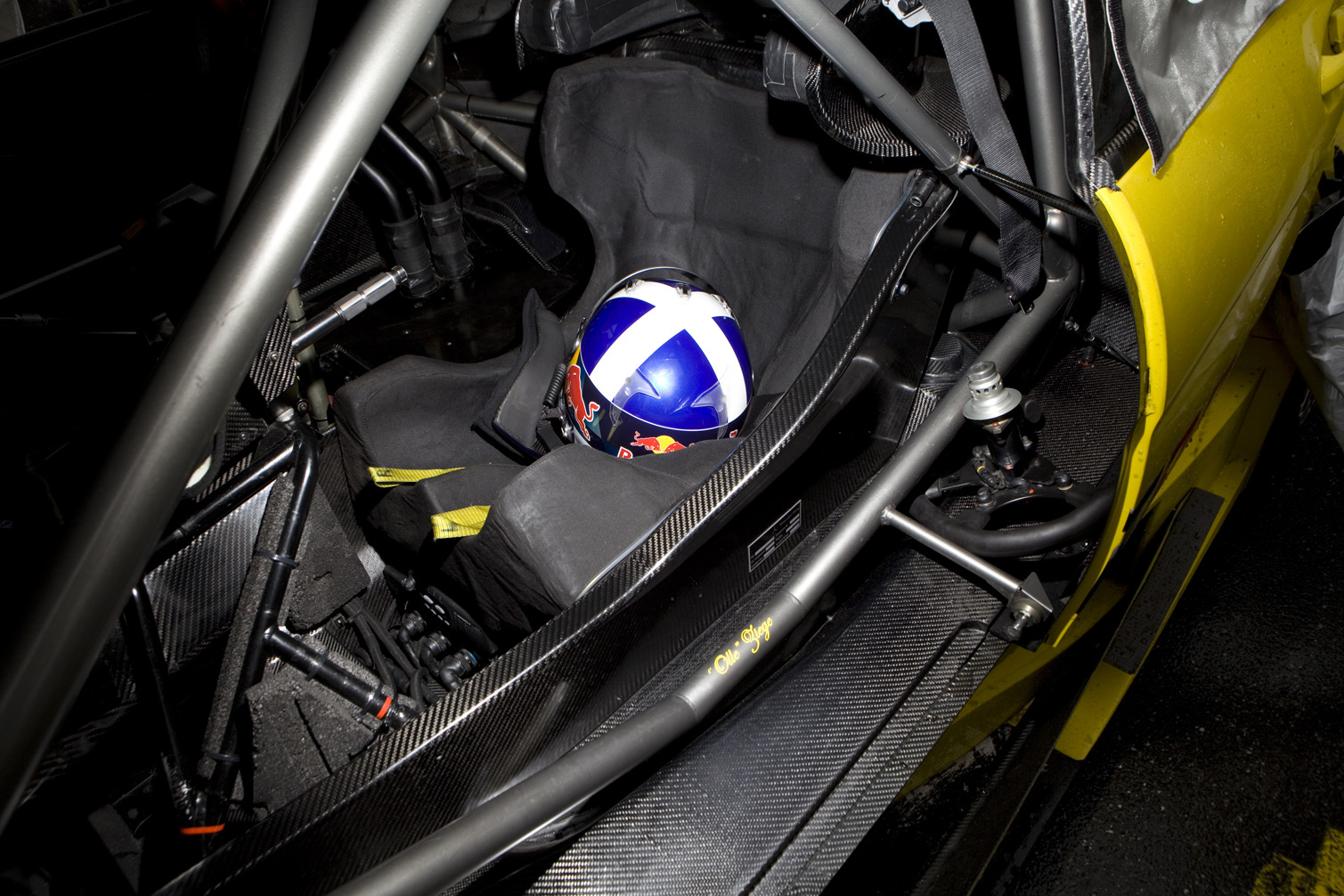 David Coulthards helmet inside his DTM car