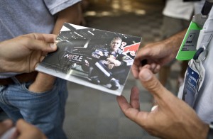 Vettel signs cards for fans at the Hungarian Grand Prix