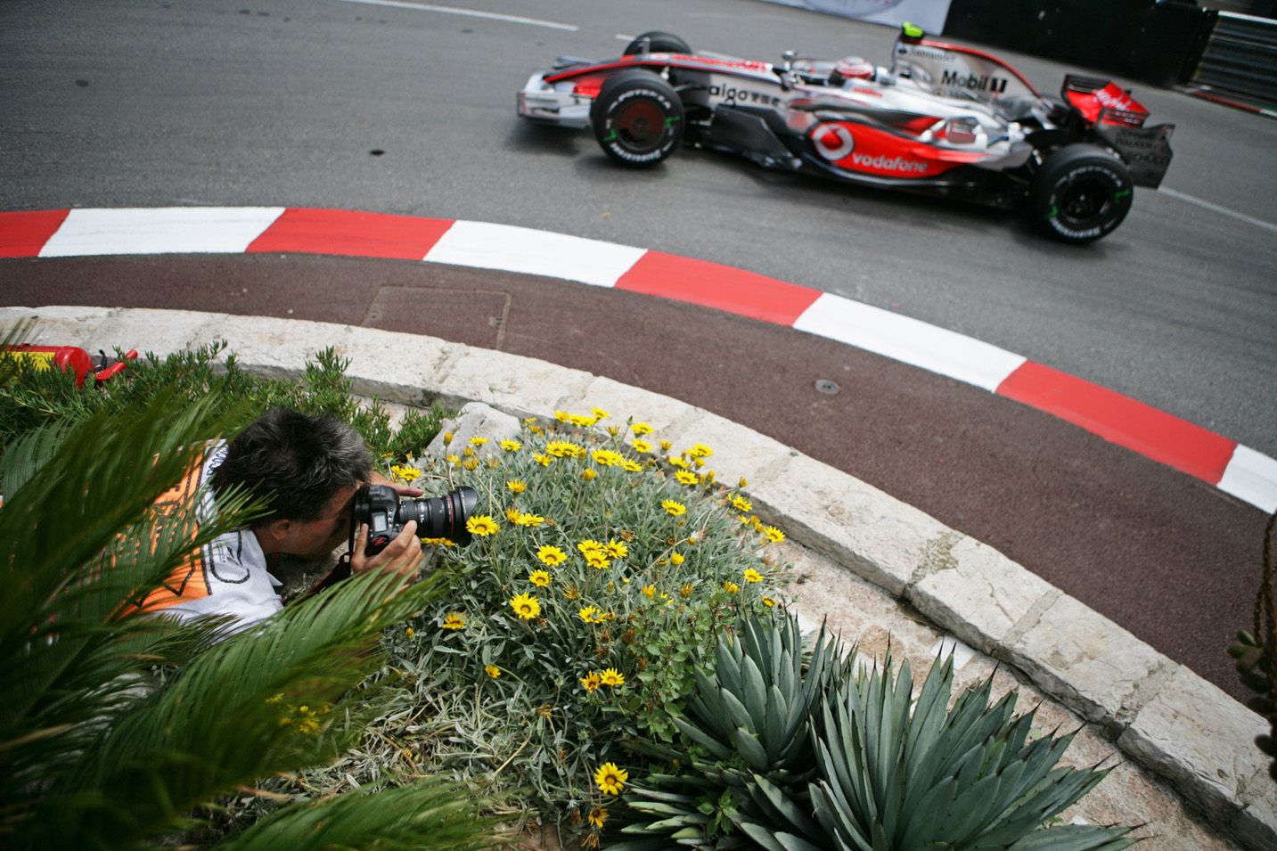 Formula one photographic legend, Rainer Schlegelmilch shooting at the Monaco Grand Prix