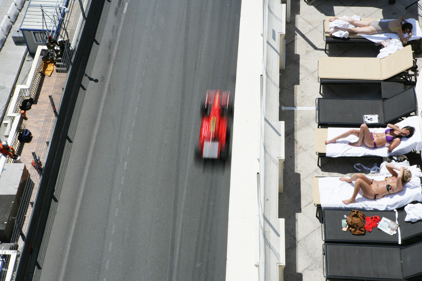 Sun worshipers at the Monaco Grand Prix