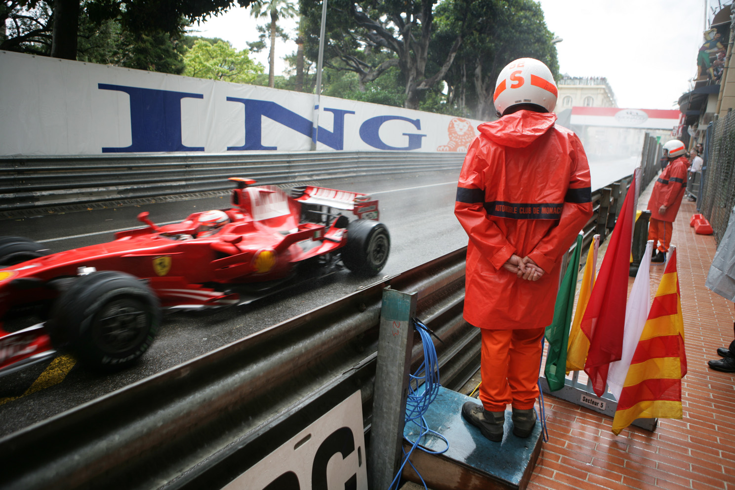 A marshal at the Monaco Grand Prix