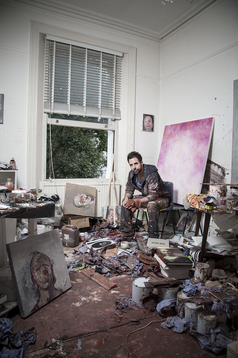 English contemporary artist and painter Antony Micallef photographs taken at his London Studio.