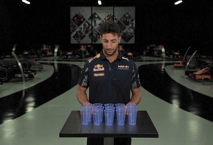 Just how many cups can Red Bull Racing's Daniel Ricciardo stack, in 1.92 seconds. (Spoiler Alert! - not many) . This is just one small part of a much larger project, made for RBR.