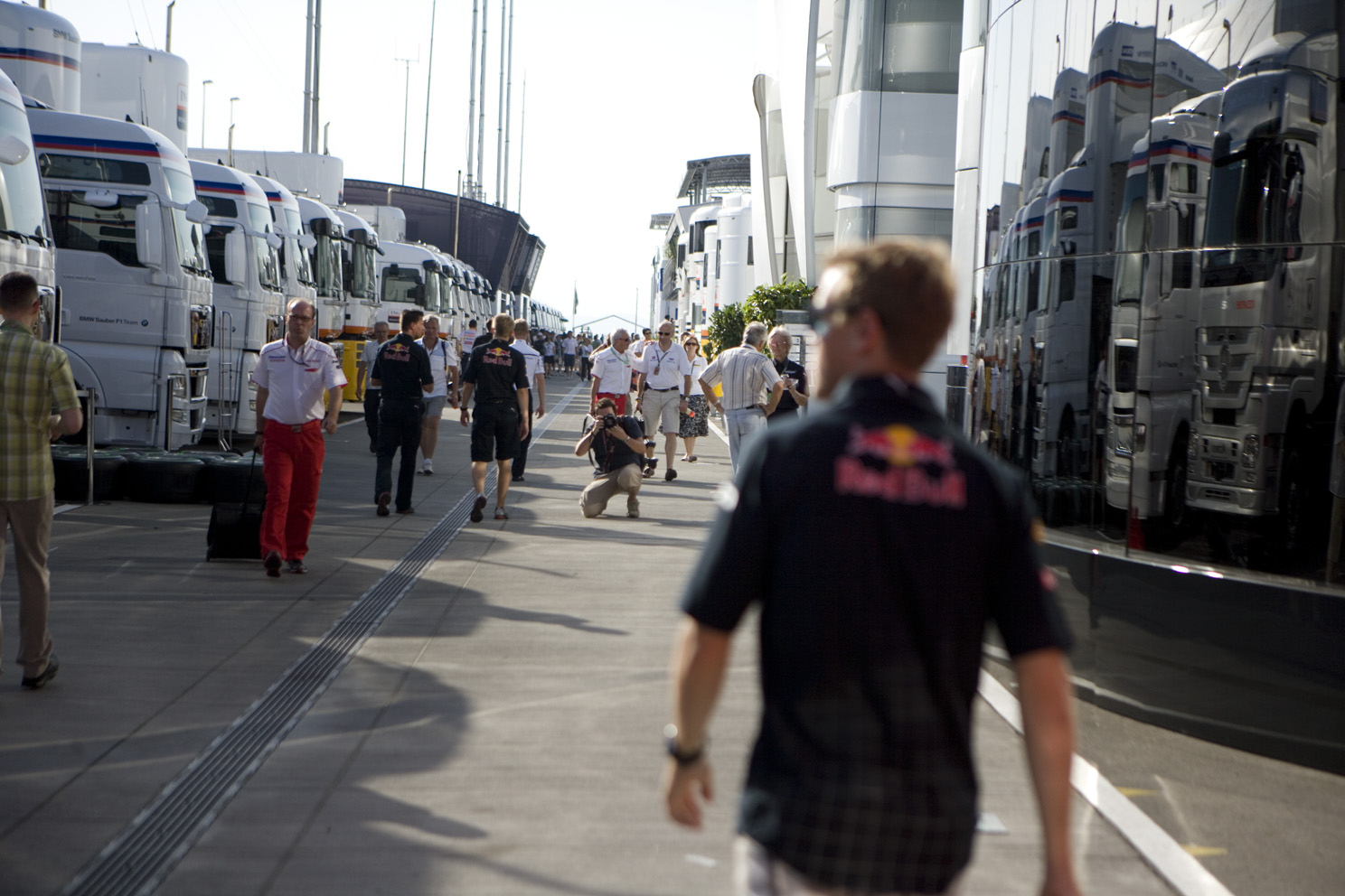 Sebastian Vettel walks through the paddock at the Hungarian Grand Prix