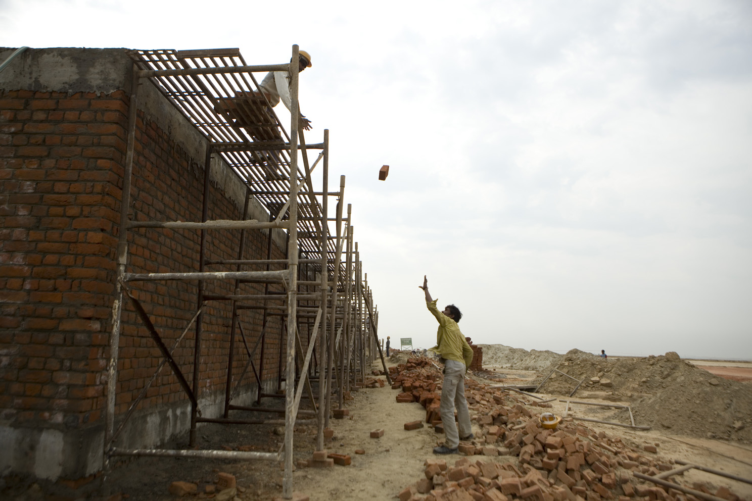 Workers building the Buddh International Circuit
