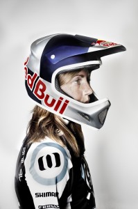 Downhill mountain bike rider shot for the Red Bulletin at her home in Wales