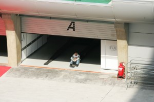 A marshall takes a rest during the Malaysian Grand Prix