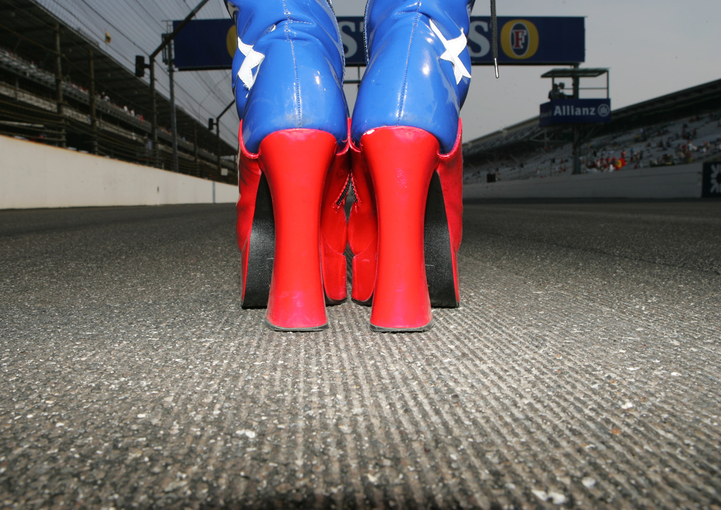 A grid girls boots at the USA grand Prix