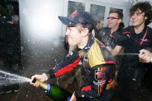 Celebrating the win, and what a win! At the Italian Grand Prix 2008