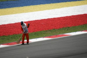 Track marshal at the Malaysian Grand Prix