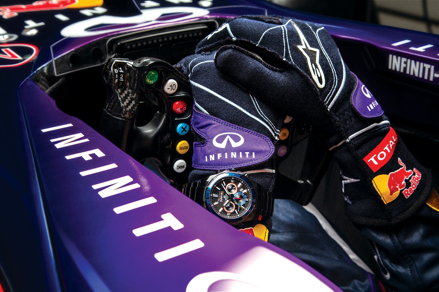 Casio watches shot with the new Red Bull Formula one car