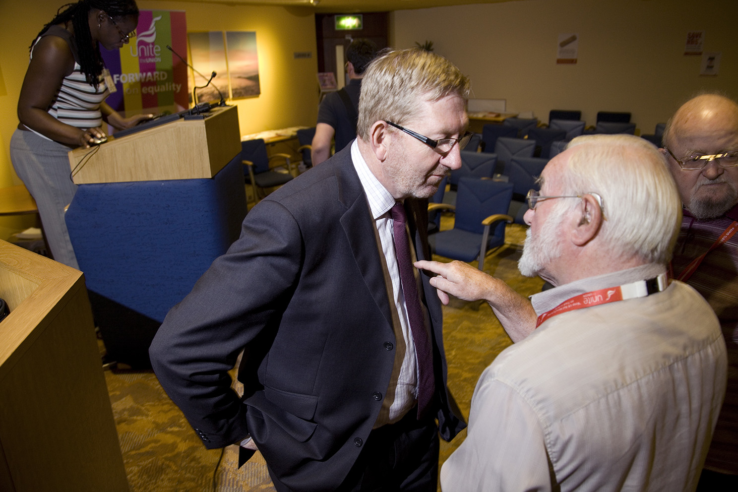 Len McCluskey, meets members of the Unite Union in Eastbourne.