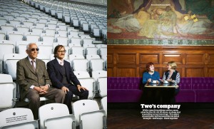 Pages from the 'Two's company' feature in the Guardian Weekend Magazine.