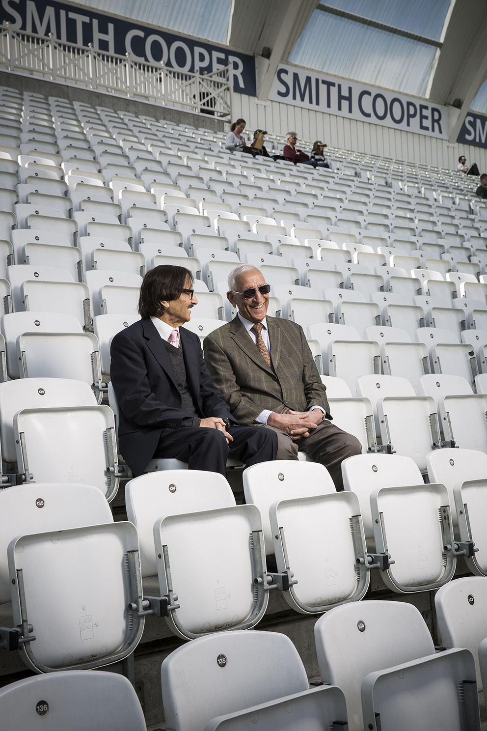 Aslam Lone and Mohammed Irshad enjoying the cricket at Trent Bridge, shot for the Two's Company feature for the Guradian Weekend